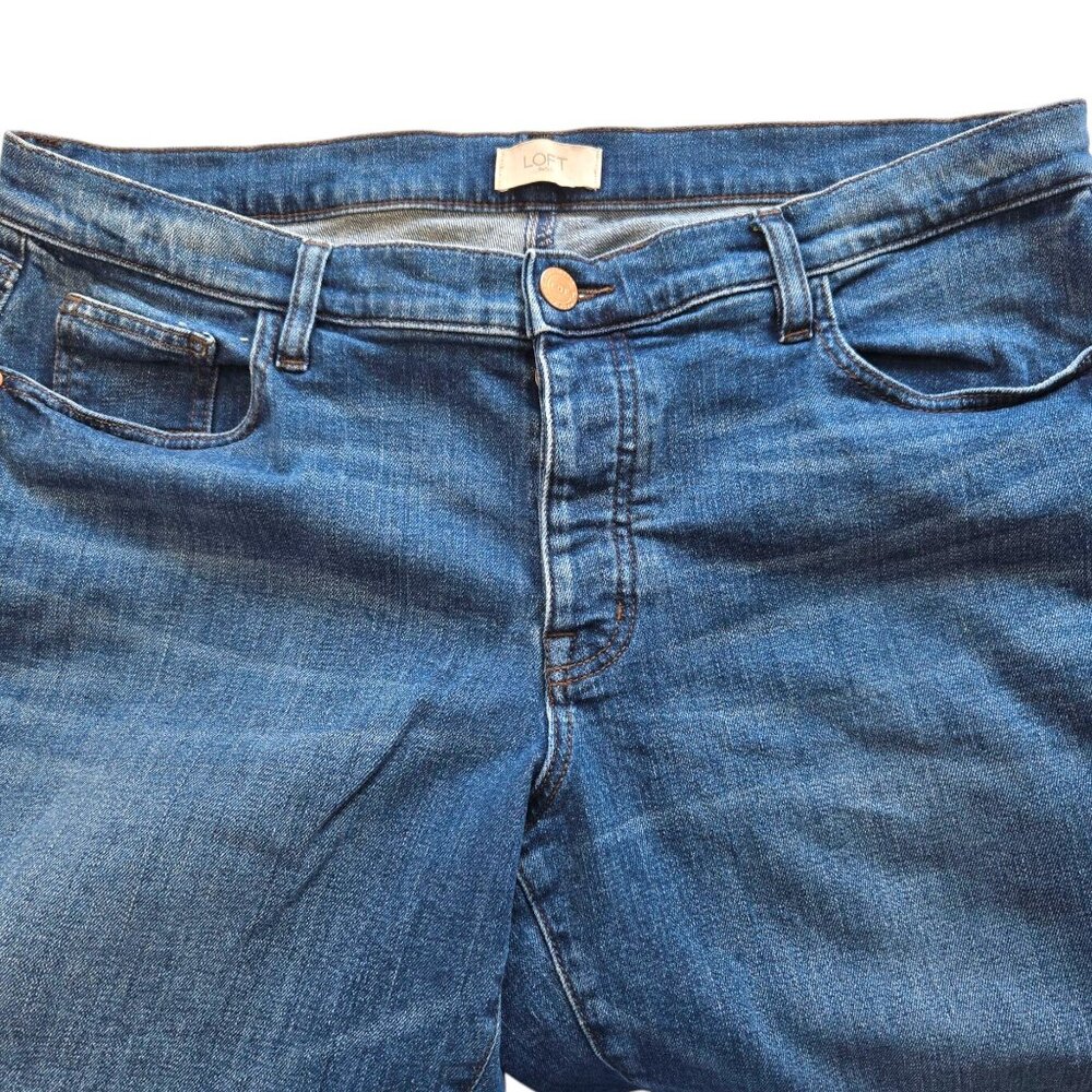 Loft Outlet Womens Button Fly Blue Denim Boyfrniend Jeans Size 14 - Picture 5 of 10